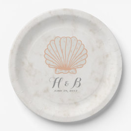 Orange Rustic Seashell Wedding Pappteller