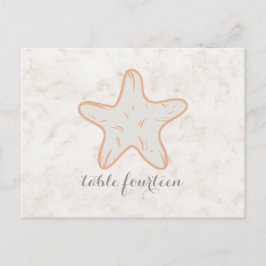 Orange Rustic Starfish Tischnummer Postkarte