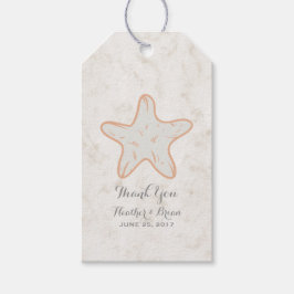 Orange Rustic Starfish Wedding Geschenkanhänger
