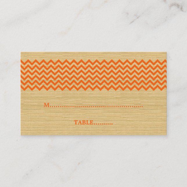 Orange Rustic Zickzack Wedding Platzkarte (Vorderseite)