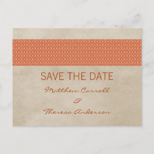 Orange Rustikale Damaskus Save the Date Postkarte