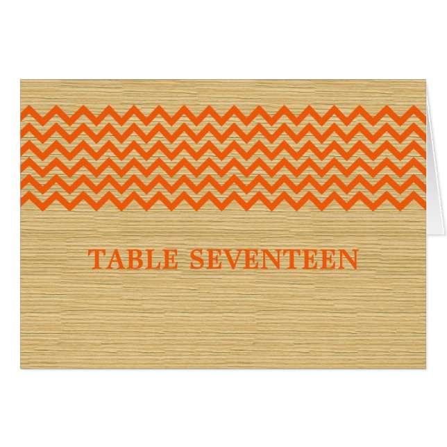 Orange Rustikale Zickzack Tischnummer Card (Vorderseite (Horizontal))
