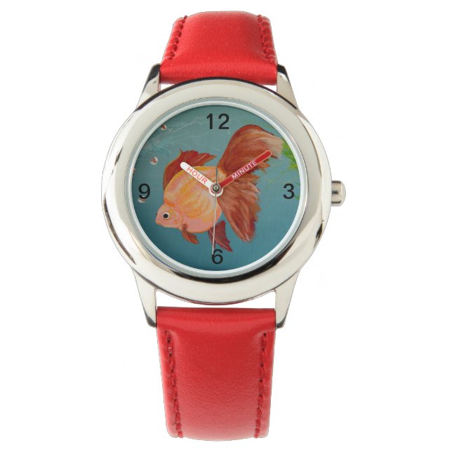 Orange Ryukin Goldfish Watch Armbanduhr (Vorderseite)