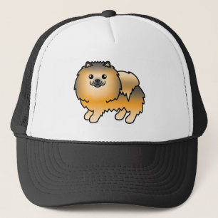 Orange Sable Spitz Dog Cartoon Illustration Truckerkappe