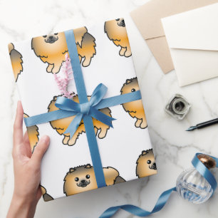 Orange Sable Spitz Niedlich Cartoon Dog Muster Geschenkpapier