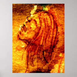 Orange Sadness Aquarellmalerei Poster