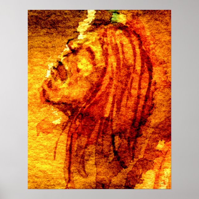 Orange Sadness Aquarellmalerei Poster (Vorne)