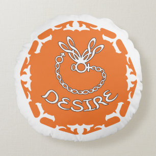 Orange Sakral-Chakra "Verlangen" Libelle weißer Hi Rundes Kissen
