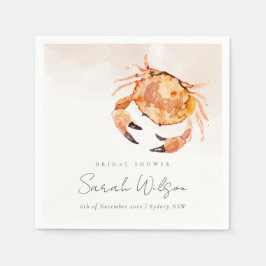 Orange Sand Coastal Crab Nautisches Brautparty Serviette