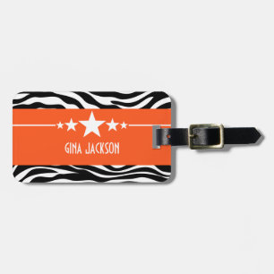 Orange Sassy Star Zebra Gepäckträger Tag Gepäckanhänger