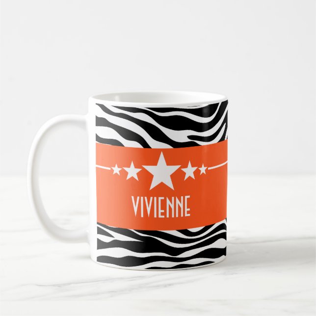 Orange Sassy Star Zebra Mug (Gauche)