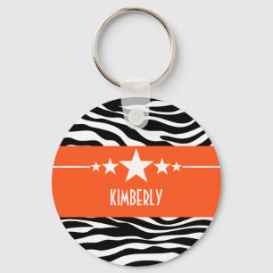 Orange Sassy Star Zebra Schlüsselanhänger