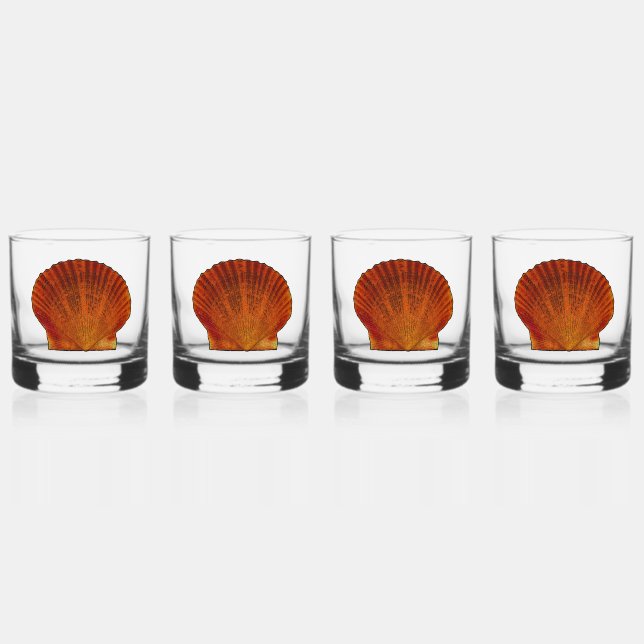 Orange Scallop Muschel Seashell Whiskyglas (Vorderseite)