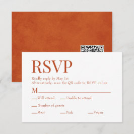 Orange Scan QR Code Wahlmenü Hochzeit RSVP Karte