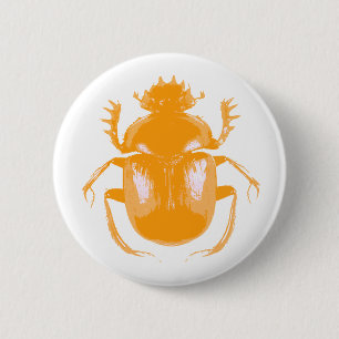Orange Scarabäus-Käfer-Knopf Button
