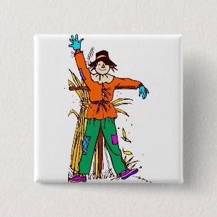 Orange Scarecrow Button
