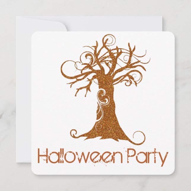 Orange Scary Halloween Tree Party Invitation 2 (Devant)