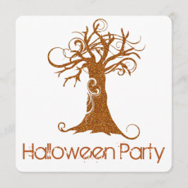 Orange Scary Halloween Tree Party Invitation 2
