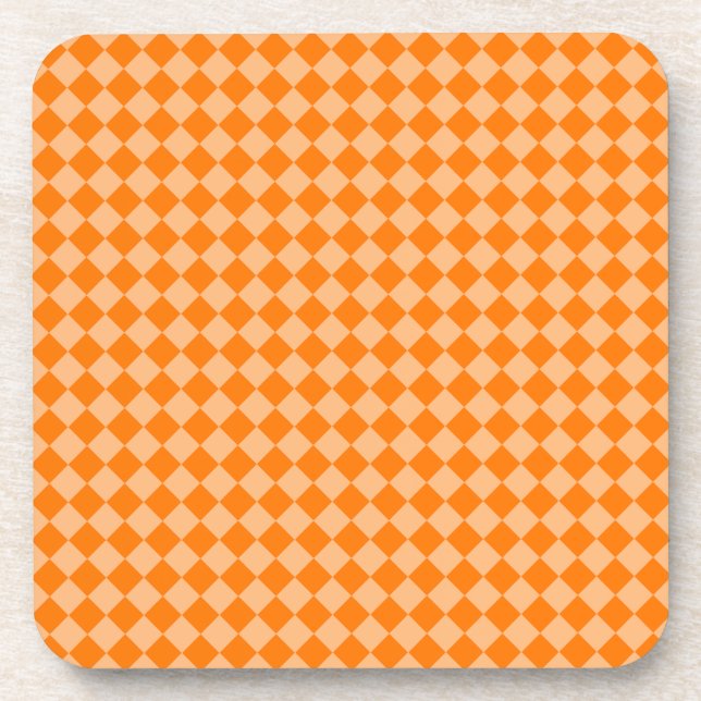 Orange Schachbrett Diamond Pattern Getränkeuntersetzer (Vorderseite)