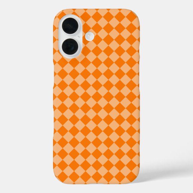 Orange Schachbrett Diamond Pattern iPhone 16 Hülle (Rückseite)