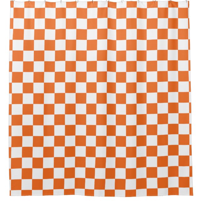 Orange Schachbrett Duschvorhang (Vorderseite)