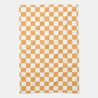 Orange Schachbrett-Muster Geschirrtuch