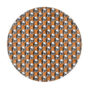 Orange Schädel und Sonnenblumen-Serie Design 6  Schneidebrett