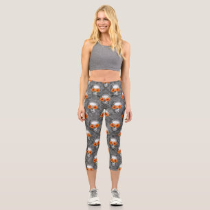 Orange Schädel und Sonnenblumen-Serie Design 9 Capri Leggings