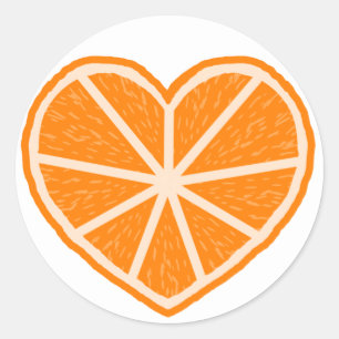 Orange Scheibe-Herz Runder Aufkleber