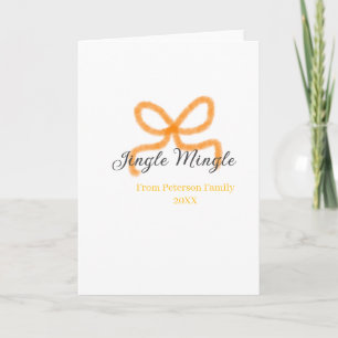 Orange Schleife Jingle Mingle Retro Boho Familien  Karte