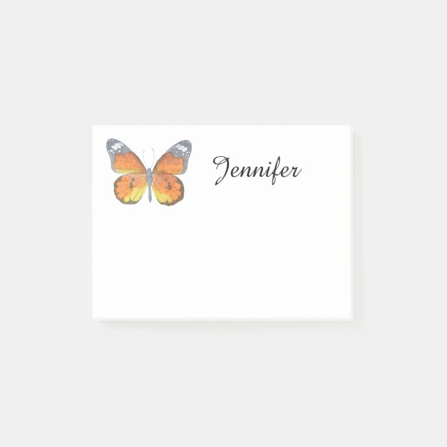 Orange Schmetterling Post-it Klebezettel (Vorderseite)