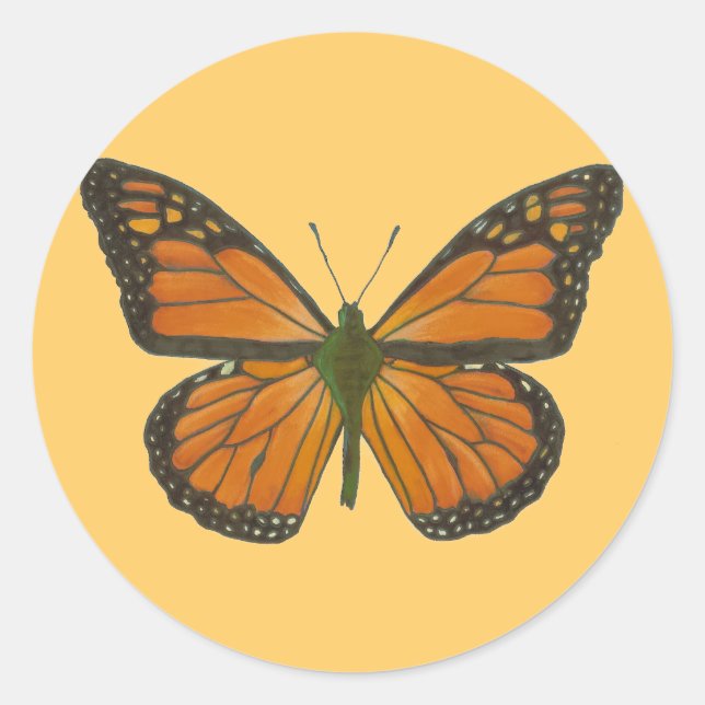 Orange Schmetterlings-Aufkleber Runder Aufkleber (Vorderseite)