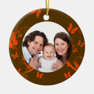 Orange Schmetterlings-Rahmen Keramik Ornament