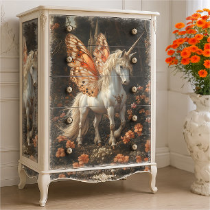 Orange Schmetterlingsflügel Einhorn Decoupage  Seidenpapier