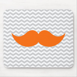 Orange Schnurrbart-grauer Zickzack Streifen Mousepad