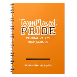 Orange School Pride Mascot Name Notebook Notizblock