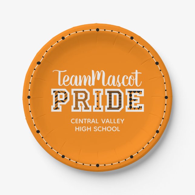 Orange School Pride Mascot Name Paper Teller (Vorderseite)