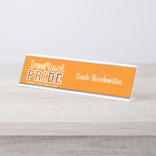 Orange School Pride Mascot Name Schreibtisch Name  Schreibtischnamensplakette