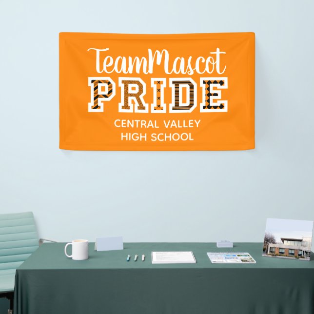 Orange School Pride Mascot Nom Bannière (Salon professionnel)