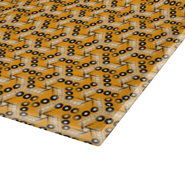 Orange+Schwarz Geometrisches Muster | Kücheneinric Schneidebrett (Ecke)