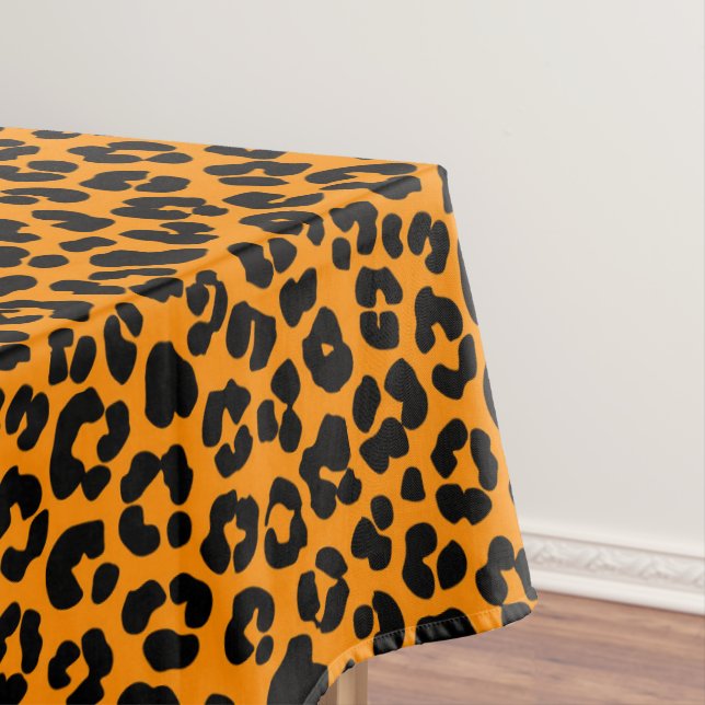 Orange Schwarz Leopard Print Muster Halloween Deko Tischdecke (Beispiel)
