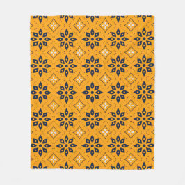 Orange schwarz marokkanisches Mosaik Leaf Sunset M Fleecedecke