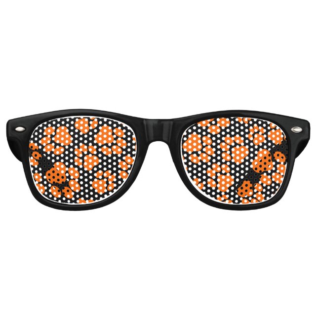 Orange-Schwarz-Paw-Party-Farbschattierungen Sonnenbrille (Vorderseite)
