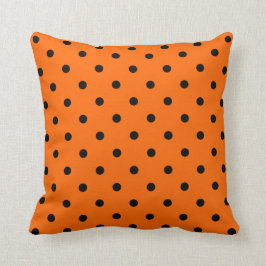 Orange/Schwarz Polka Dots Pillow Kissen