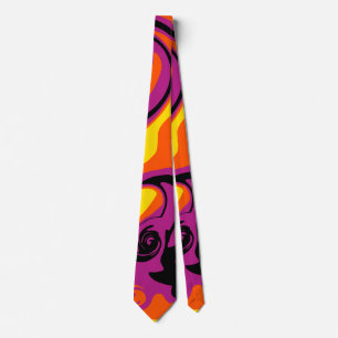 Orange, Schwarz, Rosa und Gelb Krawatte