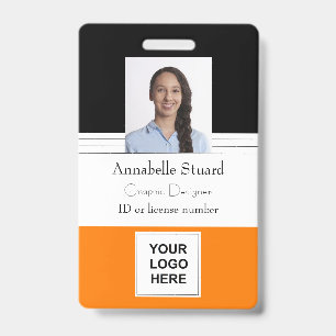 Orange Schwarz Umrandet Name Foto Mitarbeiter Unte Ausweis