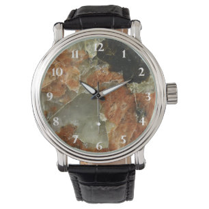 Orange, Schwarz und Clear Quarz Armbanduhr