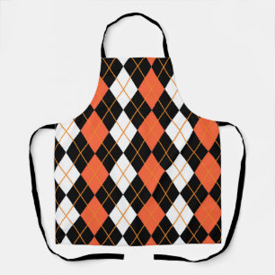 Orange Schwarz Weiß Argyle Diamant Design Schürze