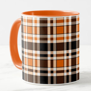 Orange Schwarz-weiß Flannel Tartan Muster Design Tasse
