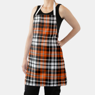 Orange Schwarz Weiß Kariertes Tartan Muster Design Schürze